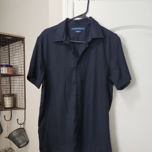 Perry Ellis Dark Blue Casual Button Down Shirt